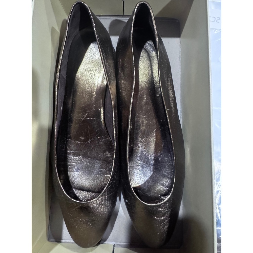 Allure Away Bronze Metallic Leather Ballet Flats Almond Toe Size 8M